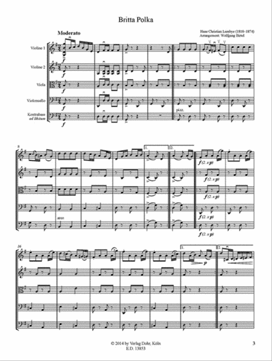 Britta Polka (für Streichquartett) String Quartet scores gallery preview page 2