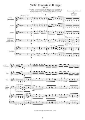 Vivaldi - Violin Concerto in D major RV 231 for Violin, Strings and Cembalo
