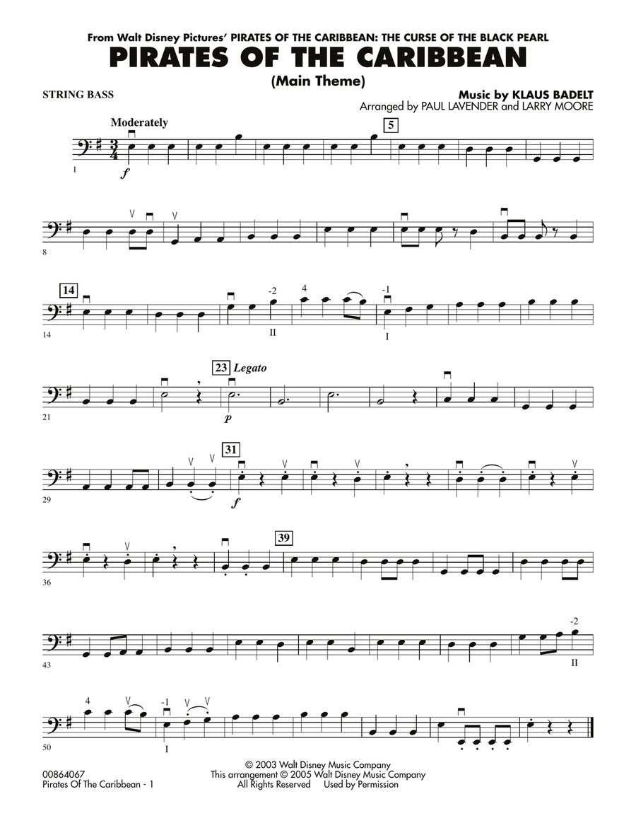Pirates Of The Caribbean (Main Theme) - String Bass Orchestra scores gallery preview page 1