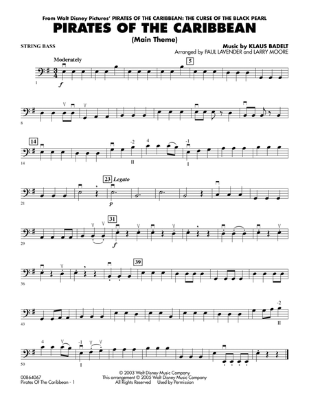 Pirates Of The Caribbean (Main Theme) - String Bass by Klaus Badelt Double Bass - Digital Sheet Music
