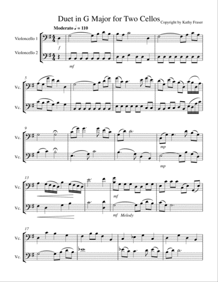 Duet in G Major for Two Cellos String Duet scores gallery preview page 3