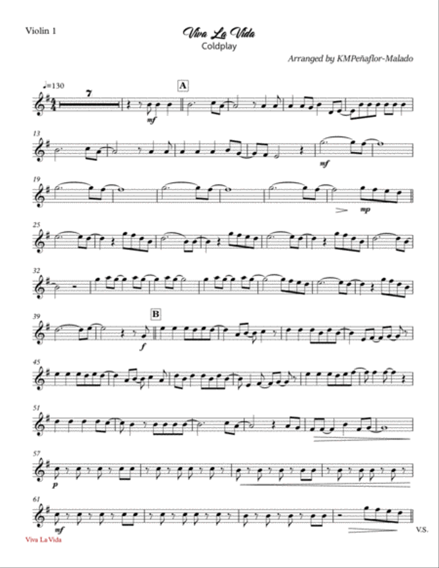 Viva La Vida String Quartet scores gallery preview page 6