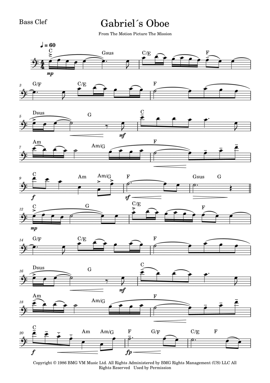Gabriel's Oboe Gabriel's Oboe Cello Solo scores gallery preview page 1