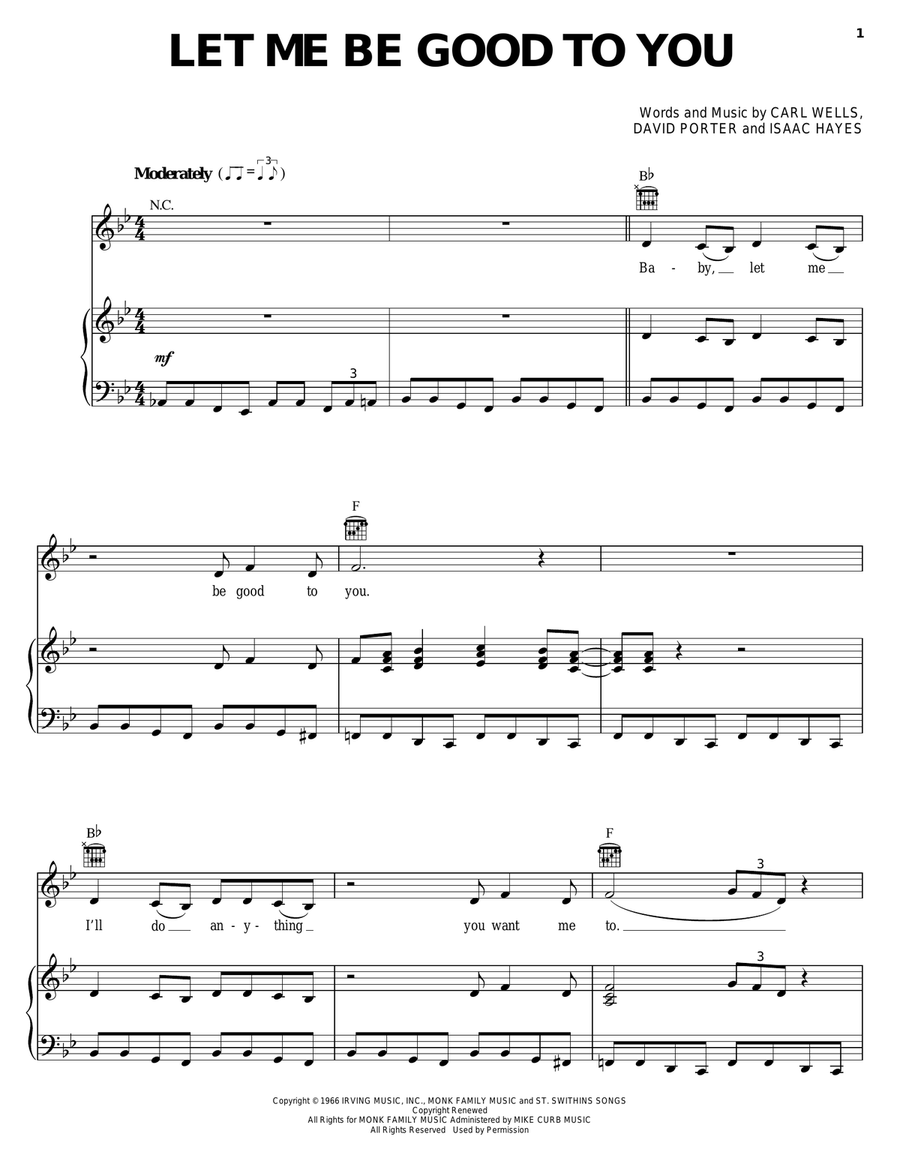 Let Me Be Good To You Piano, Vocal, Guitar scores gallery preview page 1