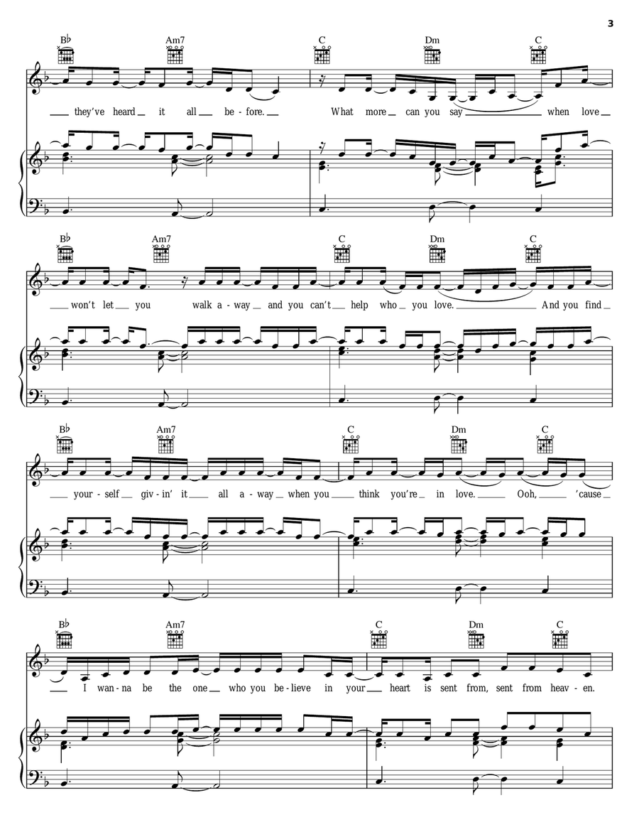 Heaven Sent Piano, Vocal, Guitar scores gallery preview page 3