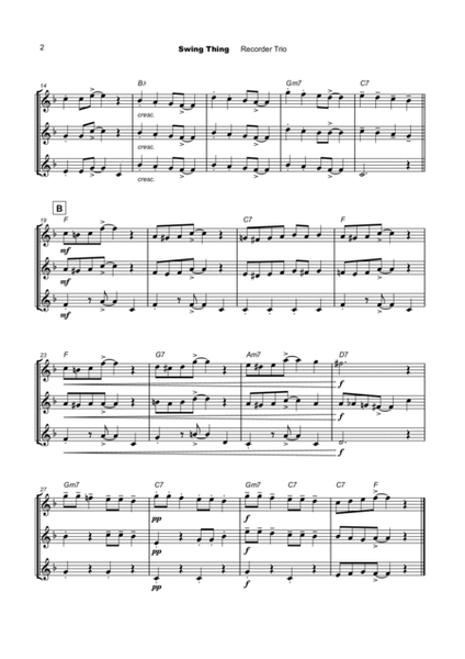 Swing Thing, a jazz piece for Recorder Trio