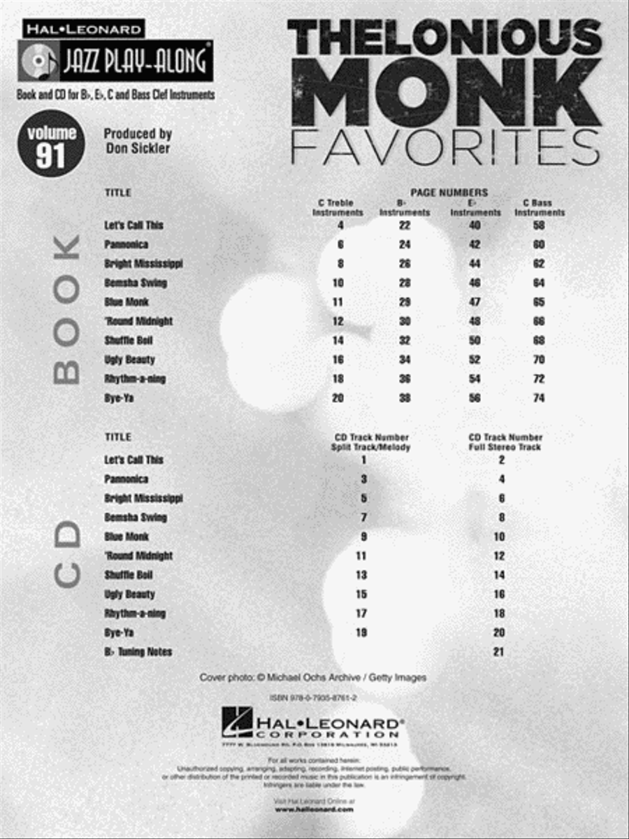 Thelonious Monk Favorites C Instrument scores gallery preview page 3