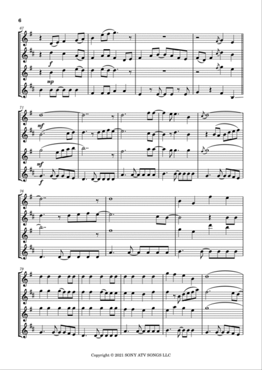 Thats What I Want - Score Only Woodwind Quartet scores gallery preview page 6