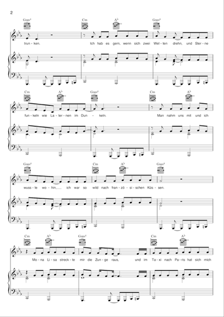 Taxi Nach Paris Piano, Vocal scores gallery preview page 3