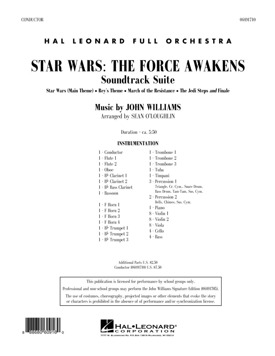 Star Wars: The Force Awakens Soundtrack Suite by John Williams
                        Full Orchestra -
                         Digital Sheet Music
                        