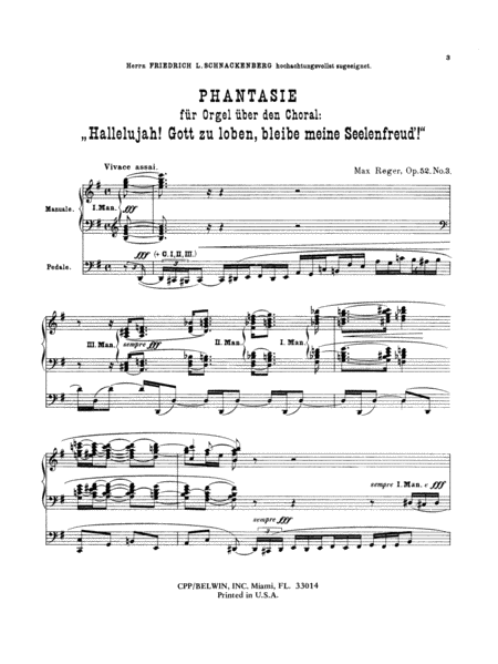 Reger: Fantasy on the Choral "Hallelujah! Gott Zu Loben, Bleibe Meine Seelenfreud", Op. 52, No. 3