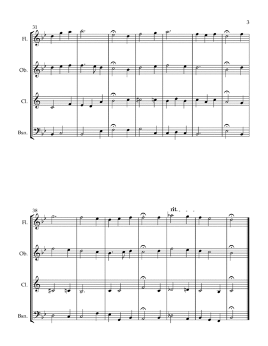 Aus Meines Herzens Grunde w/Barbershop Variation (Winds) Woodwind Quartet scores gallery preview page 3