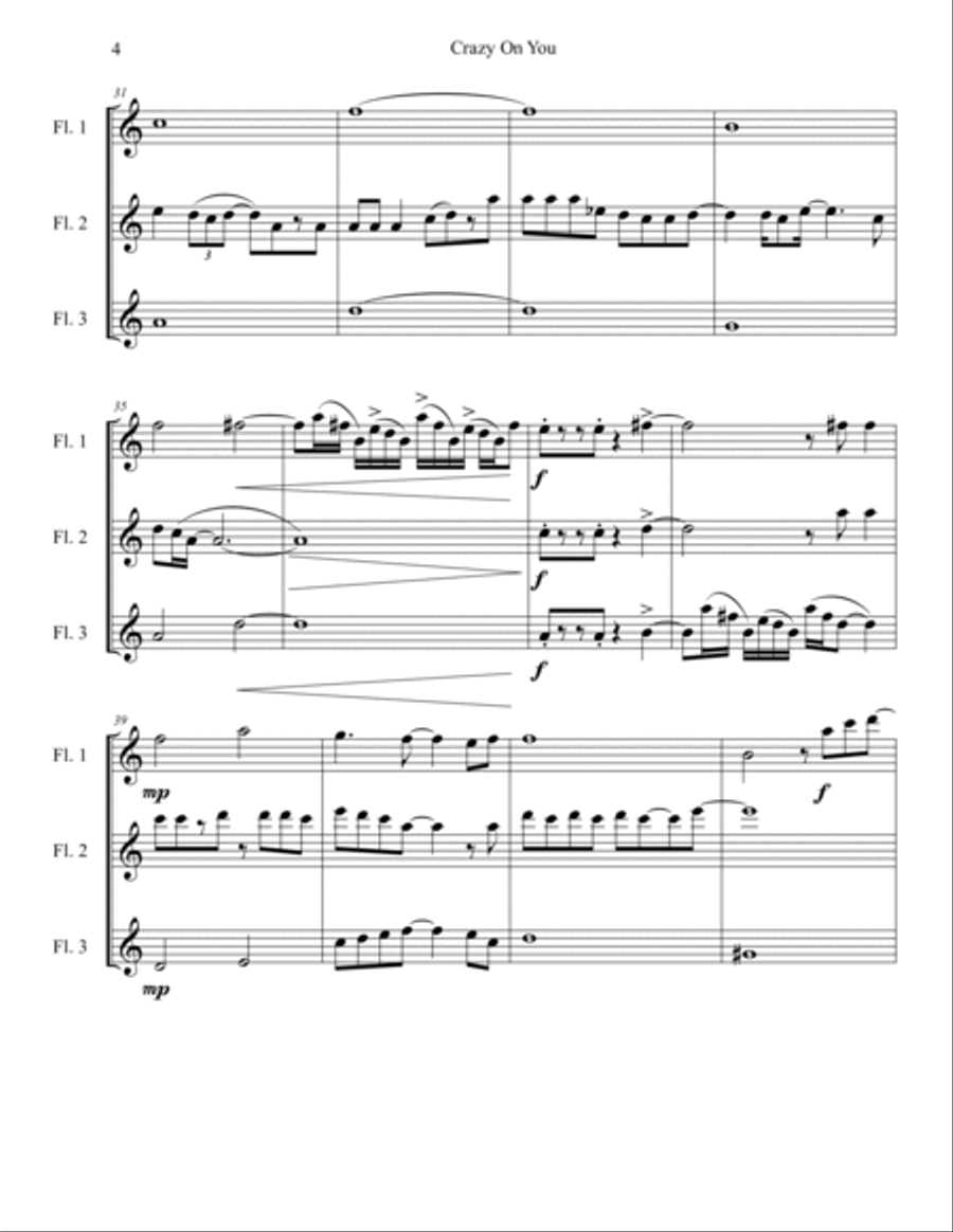 Crazy On You Woodwind Trio scores gallery preview page 4