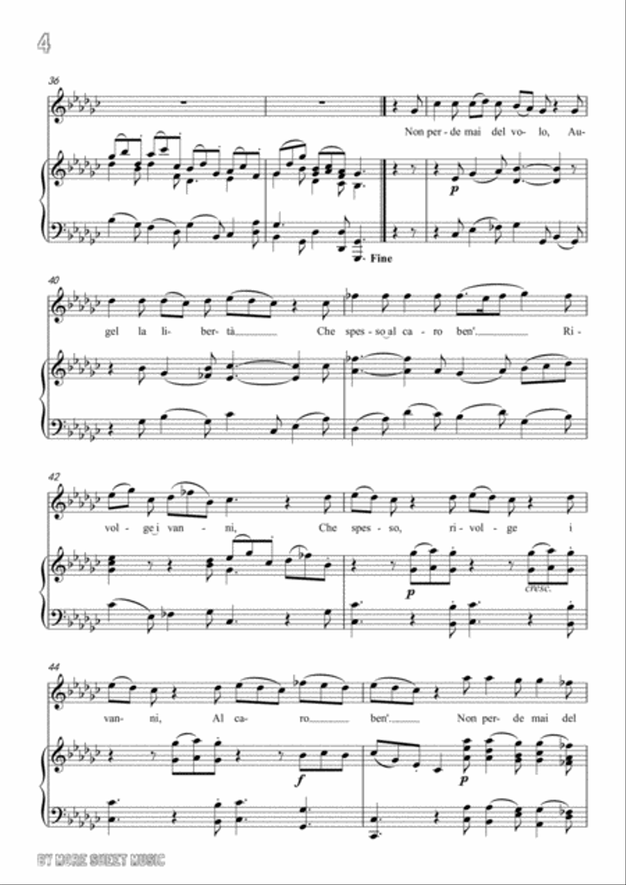 Handel-Se pensi amor in G flat Major,for Voice and Piano Voice Solo scores gallery preview page 6