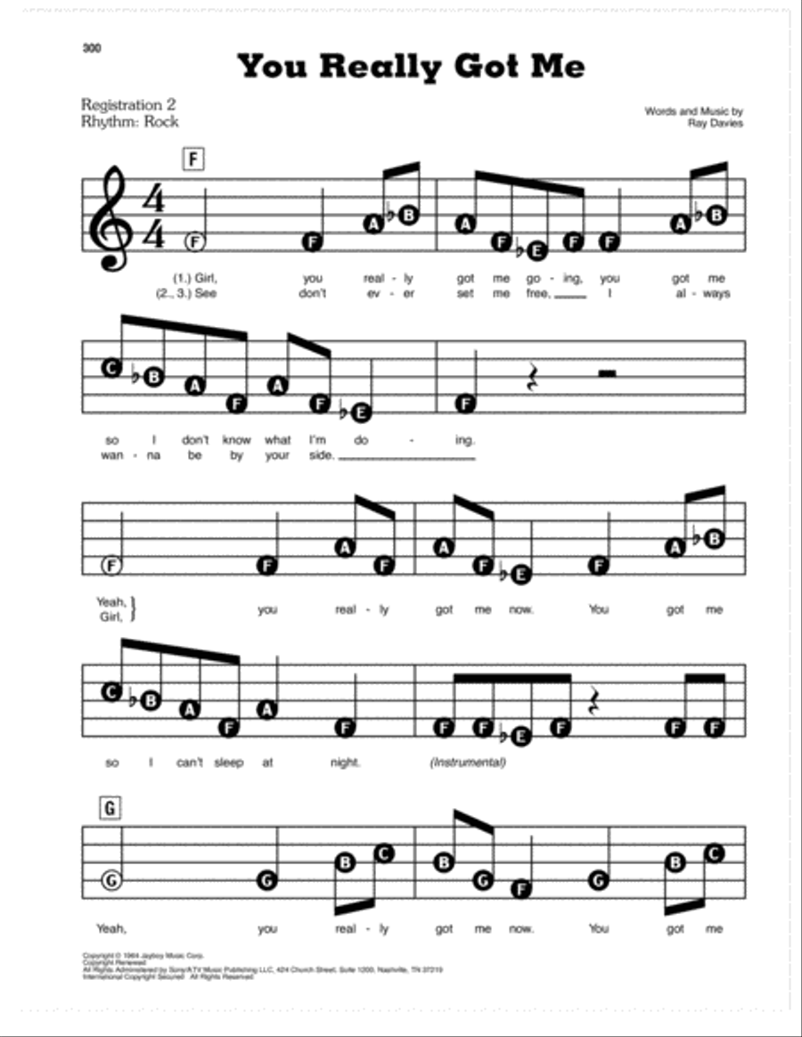 You Really Got Me Electronic Keyboard scores gallery preview page 1
