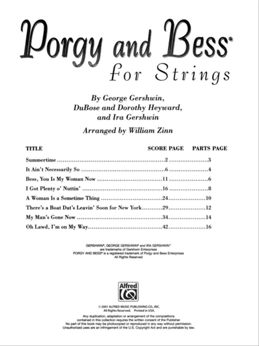 Porgy and Bess for Strings String Orchestra scores gallery preview page 2