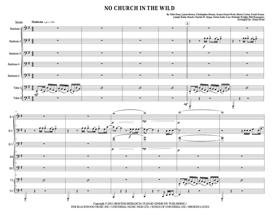 No Church In The Wild No Church In The Wild Brass Ensemble scores gallery preview page 1