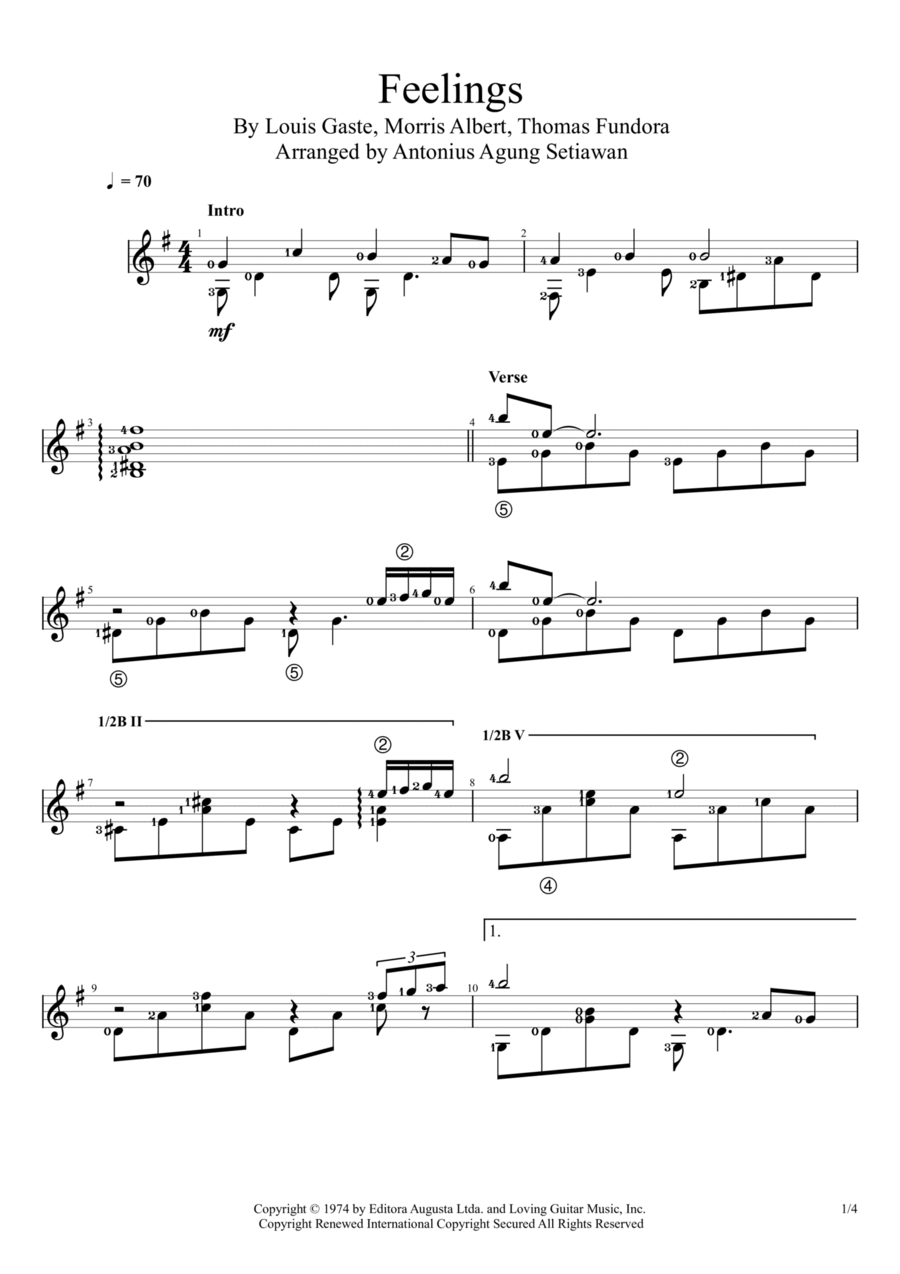 Feelings (?dime?) Electric Guitar scores gallery preview page 1