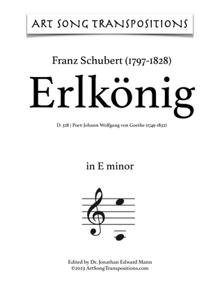 Book cover for SCHUBERT: Erlkönig, D. 328 (transposed to E minor and E-flat minor)