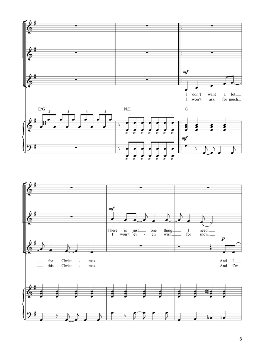 All I Want For Christmas Is You (arr. Berty Rice) SSA scores gallery preview page 3