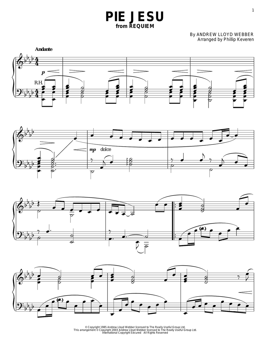 Pie Jesu (arr. Phillip Keveren) Piano Solo scores gallery preview page 1