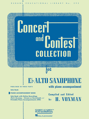Book cover for Concert and Contest Collections - Alto Saxophone (Piano Accompaniment)