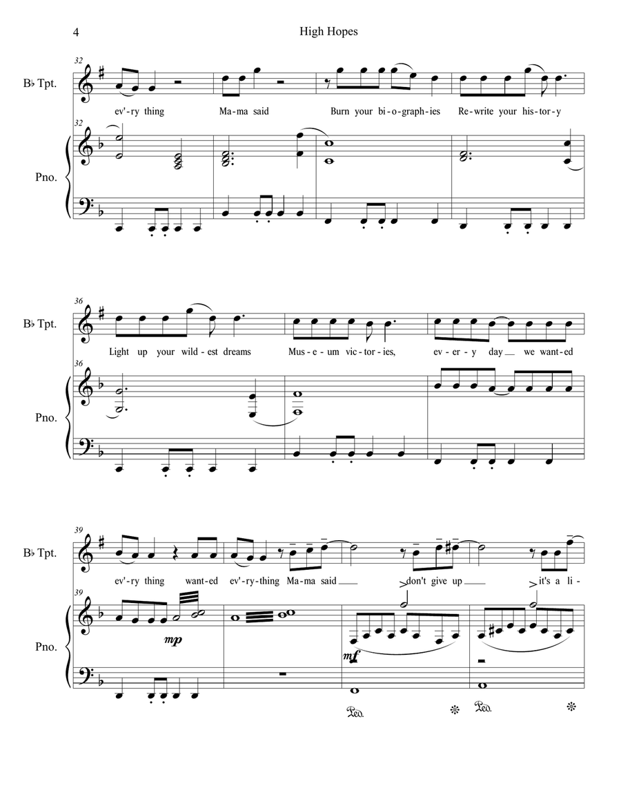 High Hopes Trumpet Solo scores gallery preview page 4