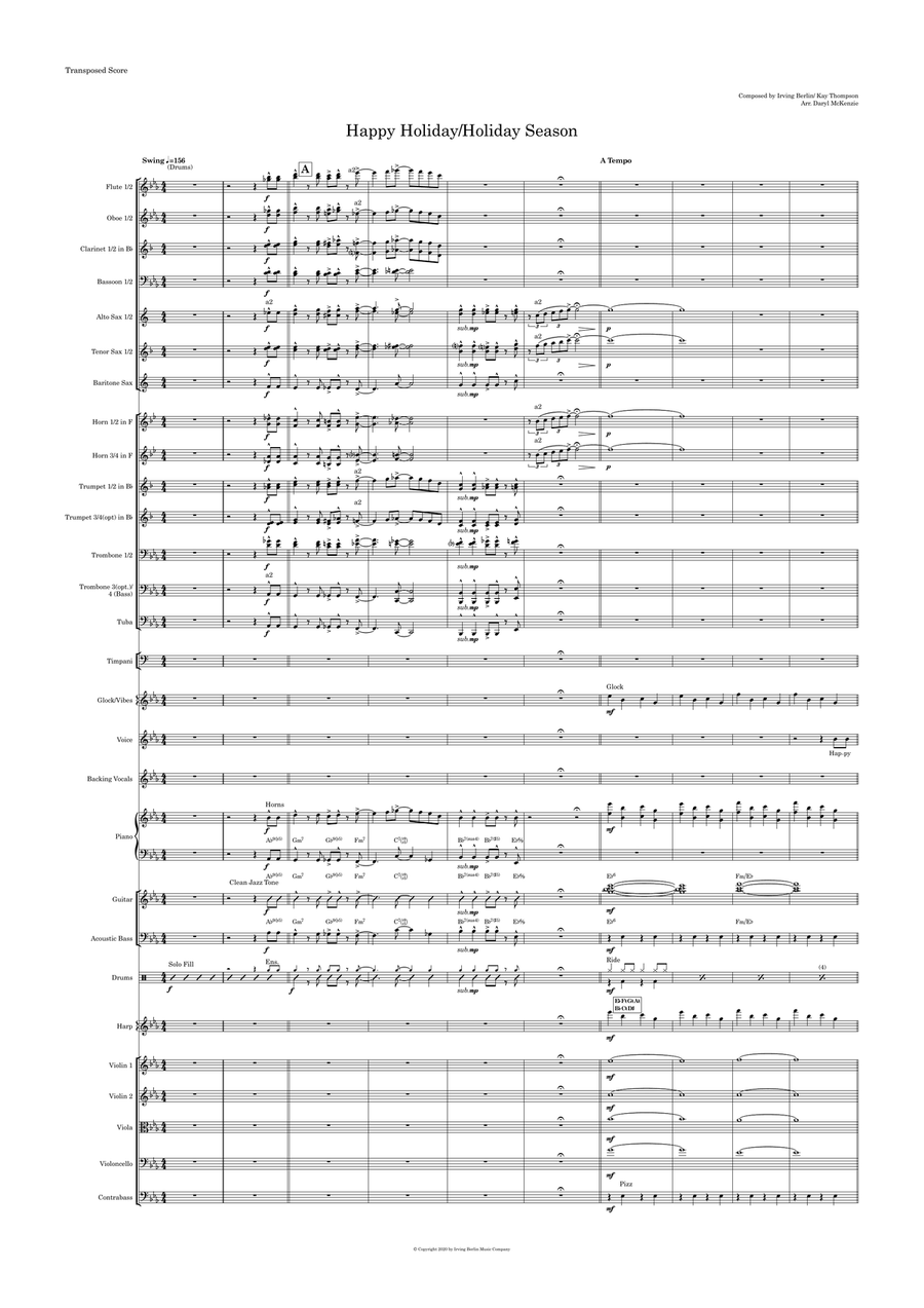 Happy Holiday / The Holiday Season Full Orchestra scores gallery preview page 1