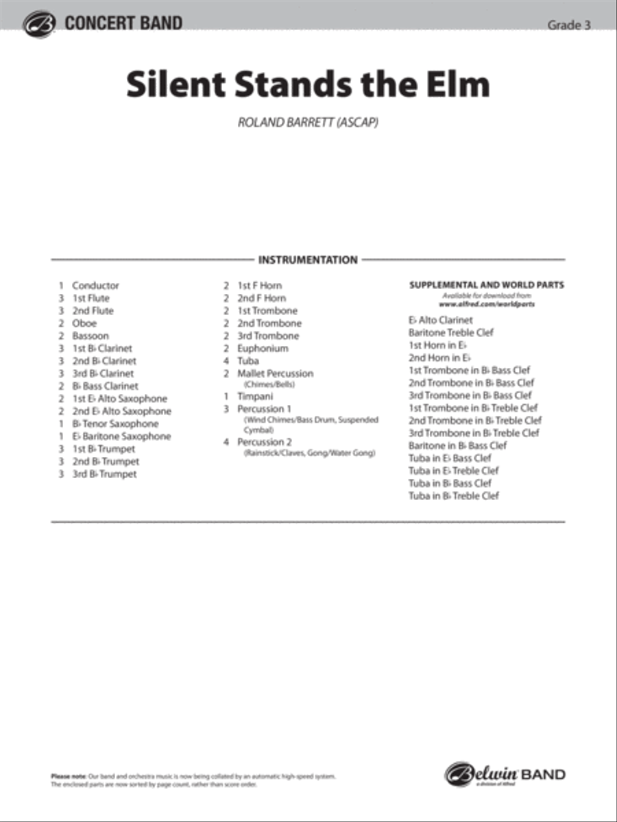 Silent Stands the Elm: Score Concert Band scores gallery preview page 1