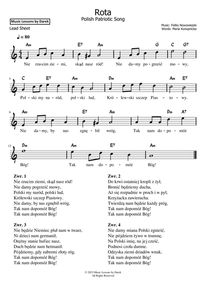 Rota (The Oath), Polish Patriotic Song [LEAD SHEET] image number null