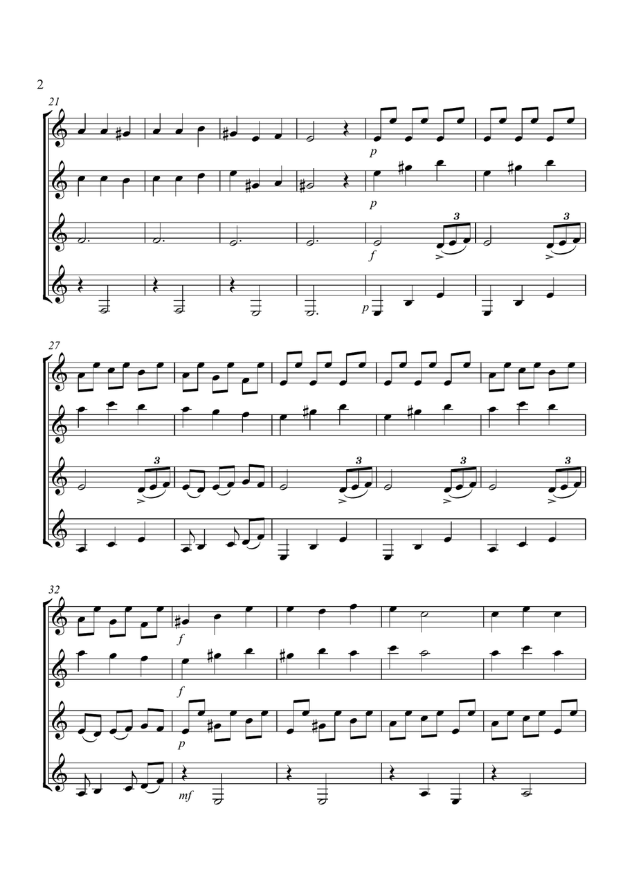 Malaguena Score & Parts ( Guitar Quartet ) Guitar Ensemble scores gallery preview page 2