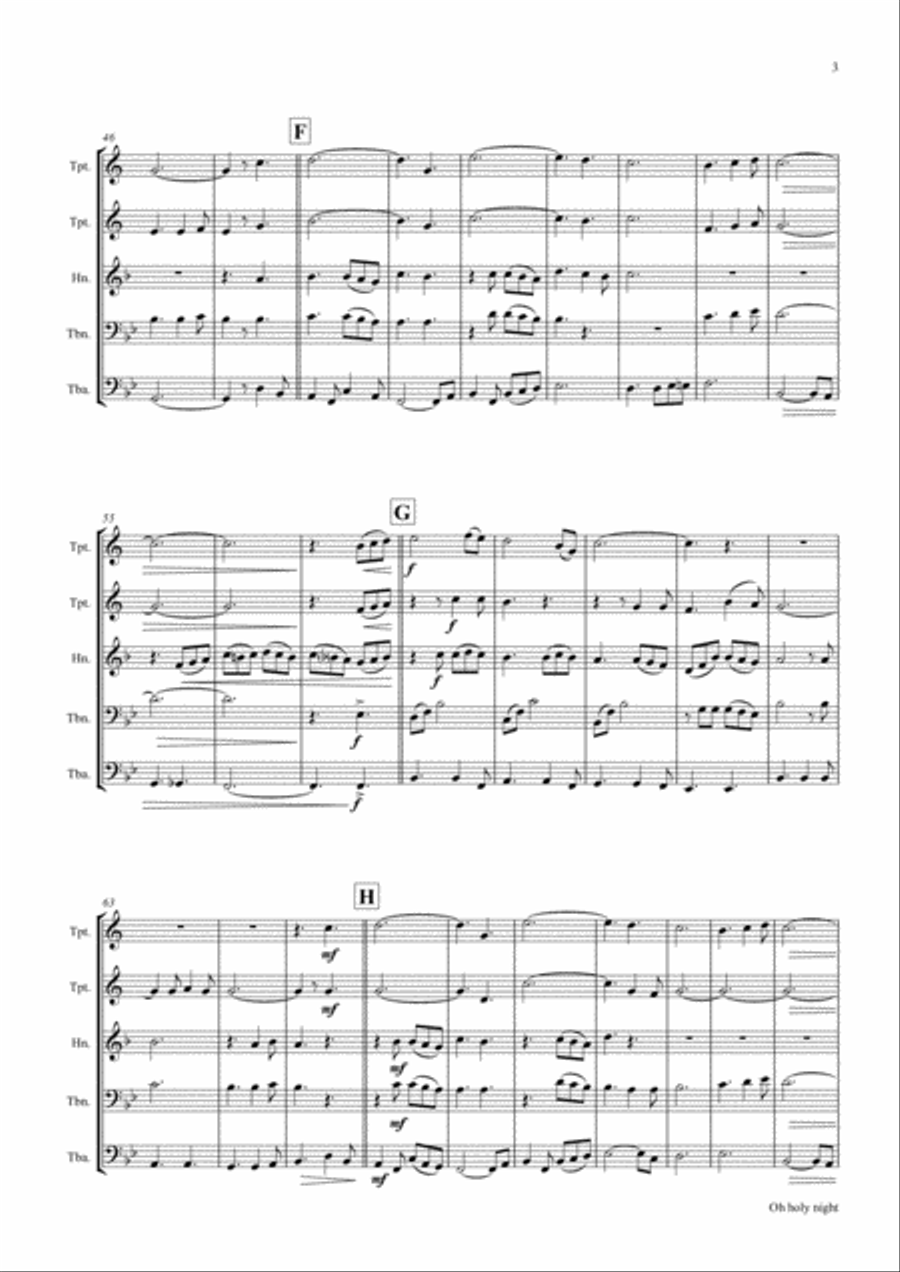 Oh holy night - Cantique de Noël - Christmas Song - Brass Quintet Brass Quintet scores gallery preview page 4