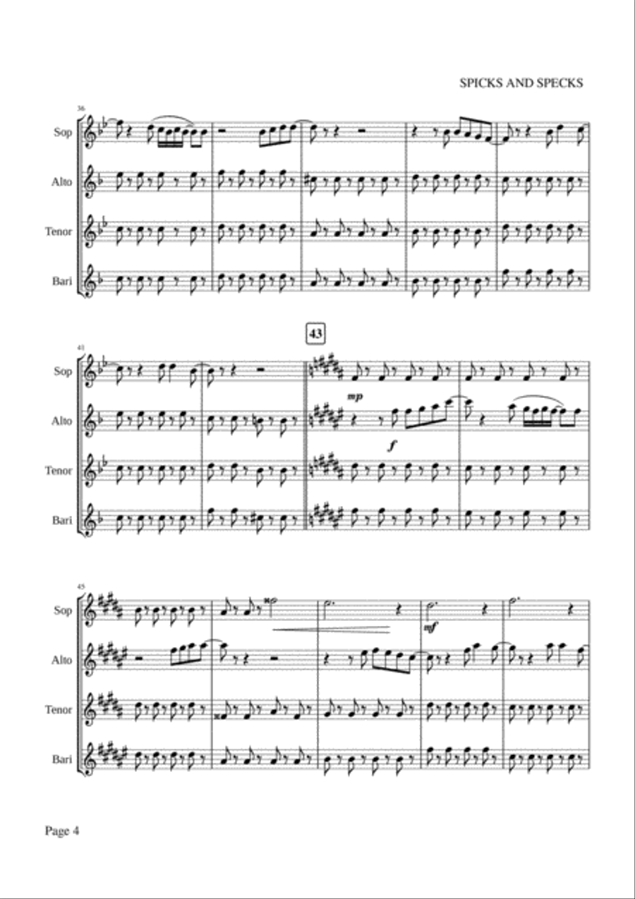 Spicks And Specks Woodwind Quartet scores gallery preview page 4