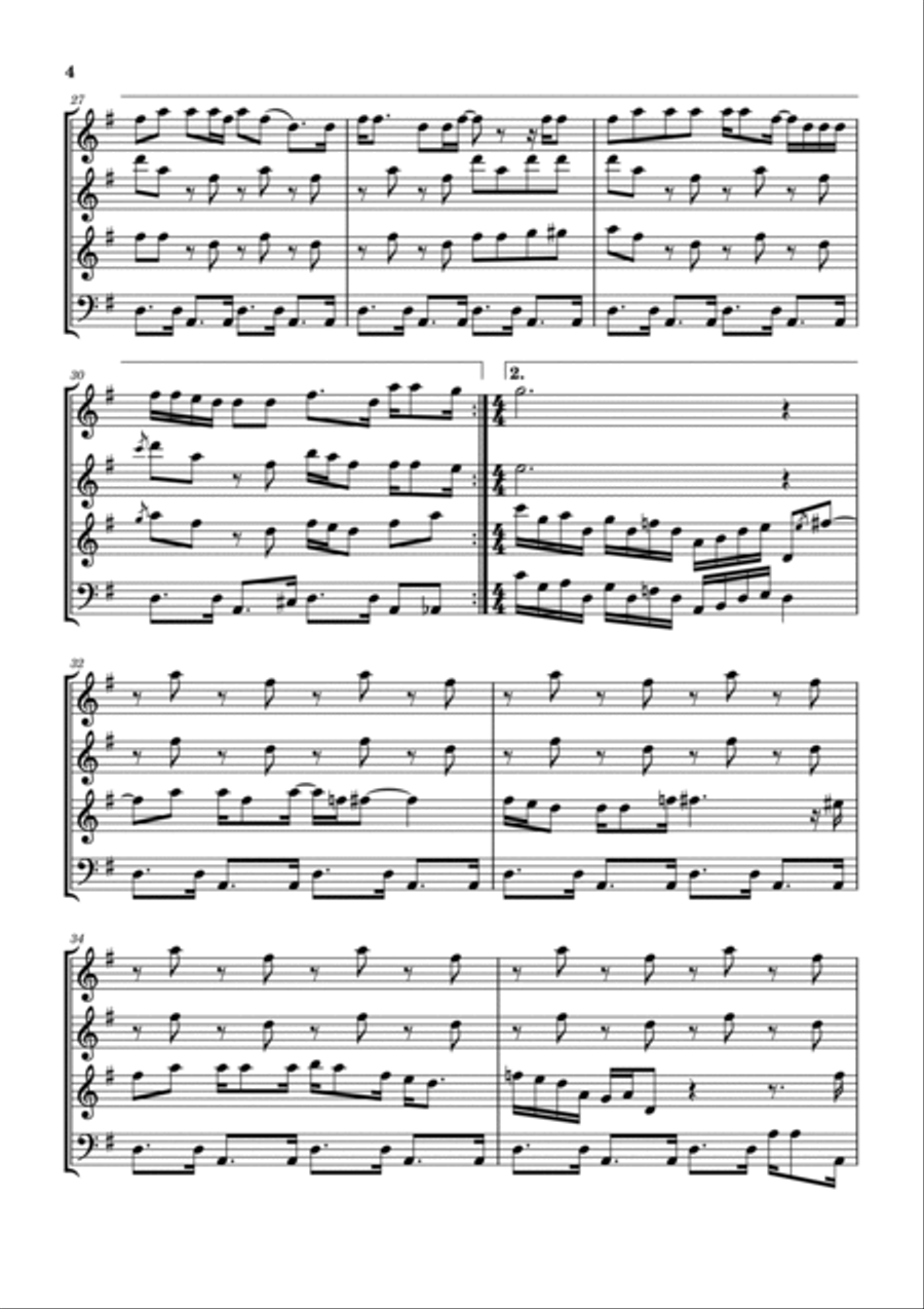 Long Haired Country Boy Woodwind Quartet scores gallery preview page 5