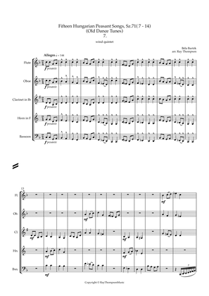 Bartók: Fifteen Hungarian Peasant Songs, Sz.71 (Nos. 7 - 14) - wind quintet