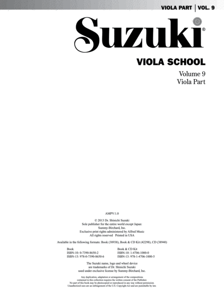 Suzuki Viola School, Volume 9 image number null