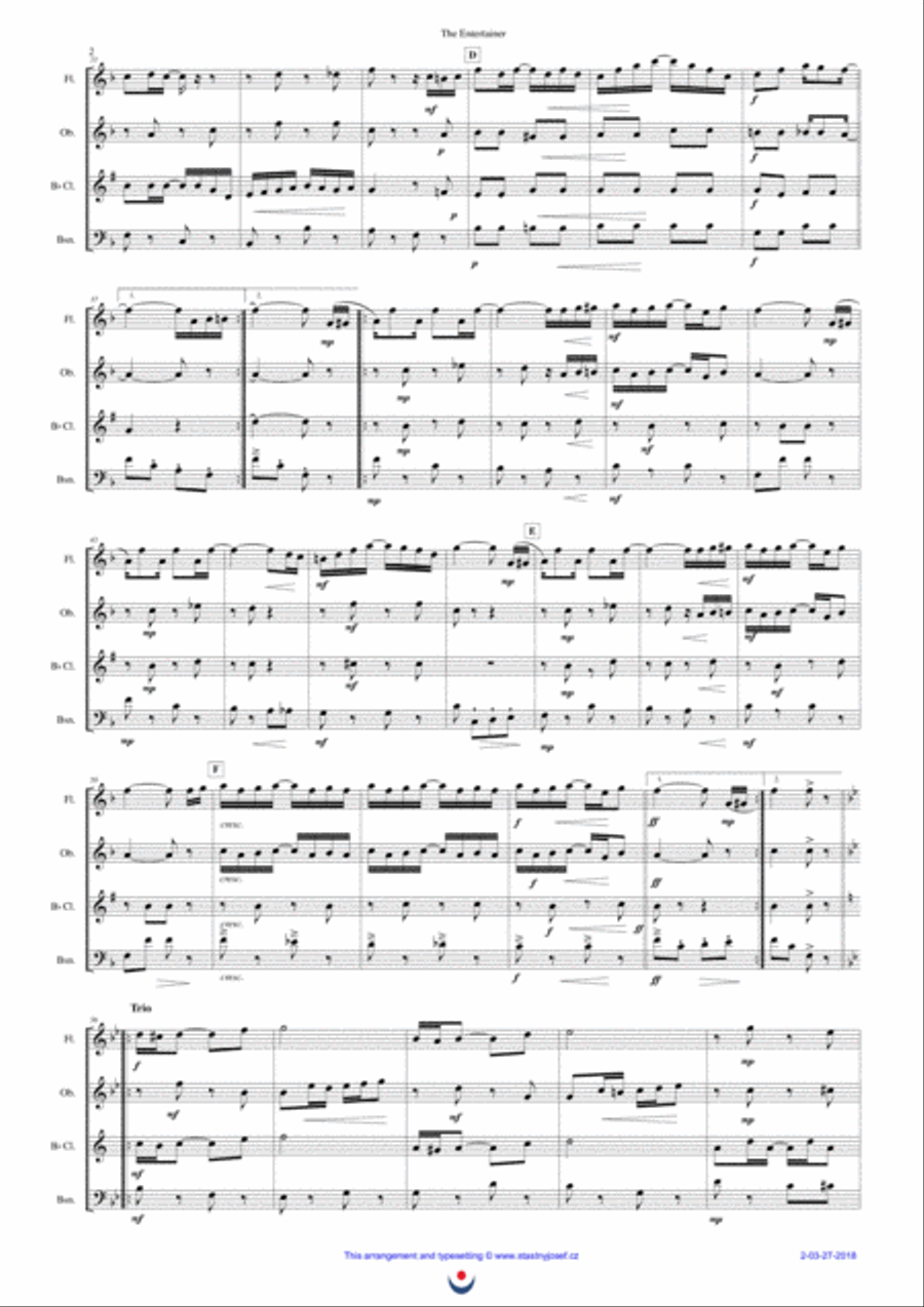 The Entertainer Woodwind Quartet scores gallery preview page 2