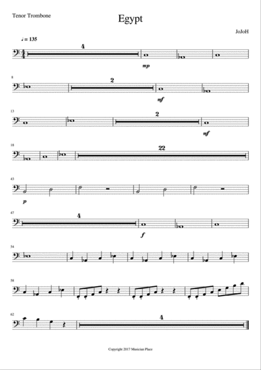 Egypt - Tenor Trombone Trombone Solo scores gallery preview page 1