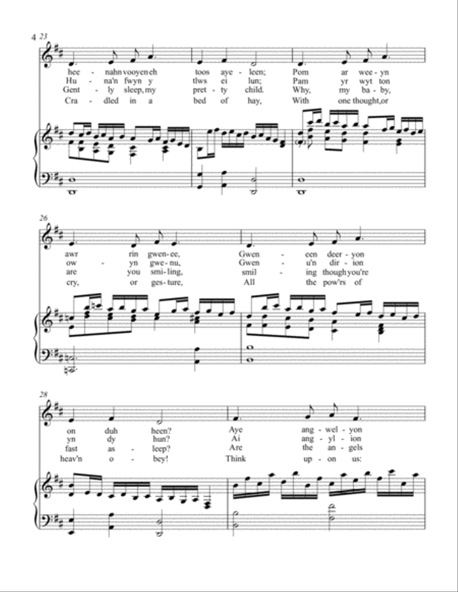 Suo gan / Welsh lullaby - original and Christmas lyrics - low voice Small Ensemble scores gallery preview page 4