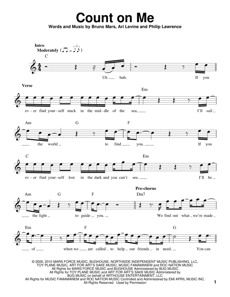 Count On Me Voice scores gallery preview page 1
