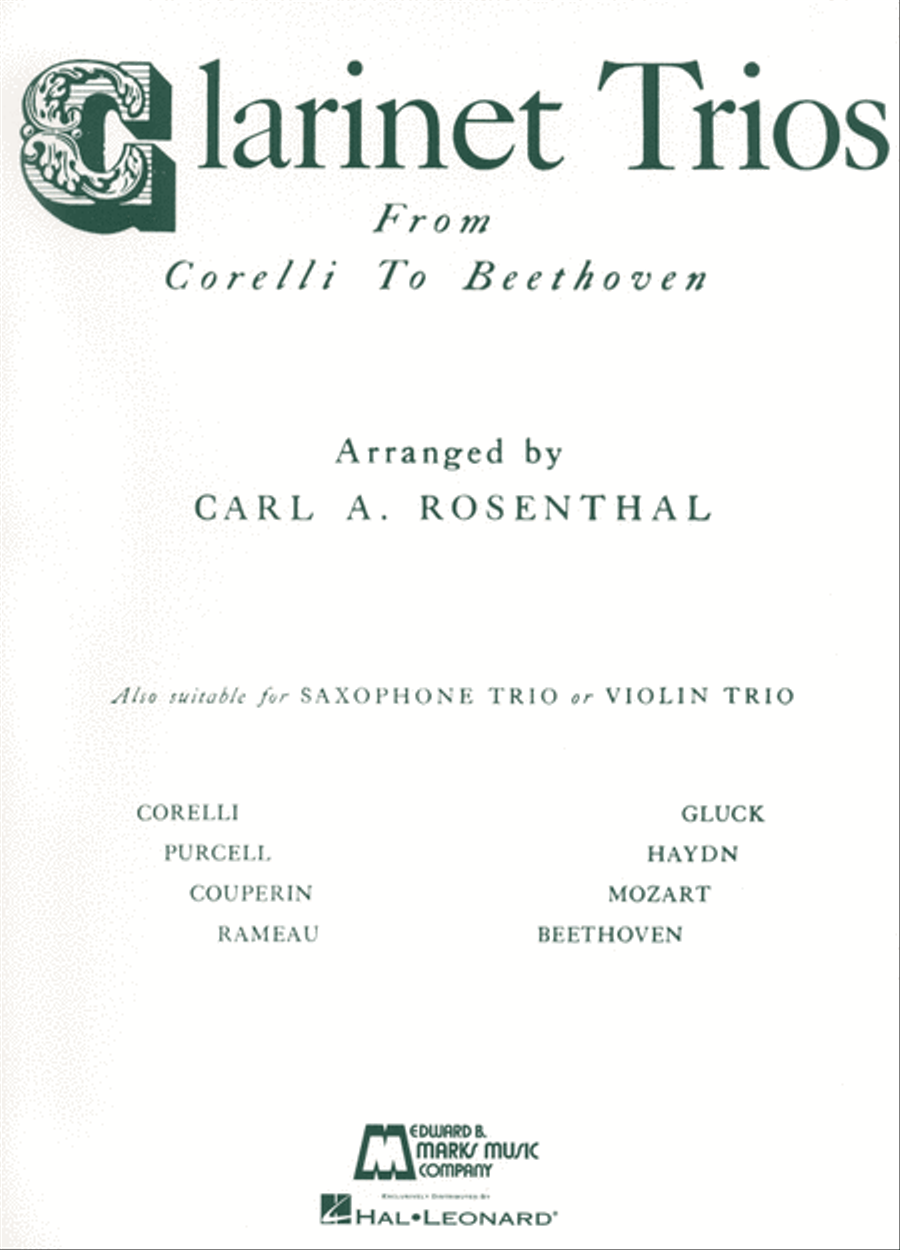 Clarinet Trios from Corelli to Beethoven Clarinet Trio scores gallery preview page 1
