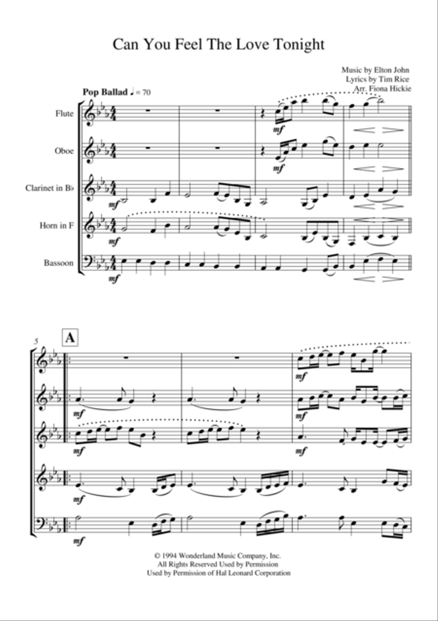 Can You Feel The Love Tonight Can You Feel The Love Tonight Woodwind Quintet scores gallery preview page 2