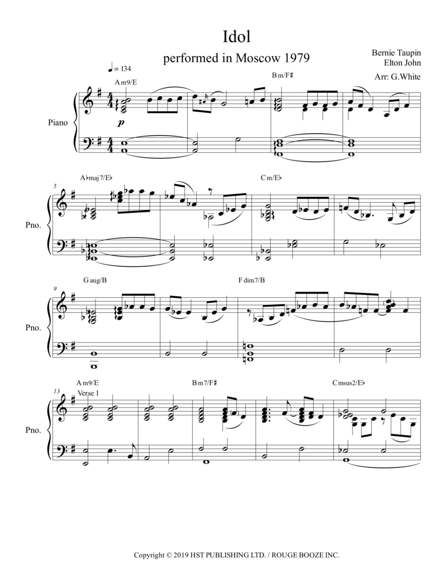 Idol Piano Solo scores gallery preview page 1