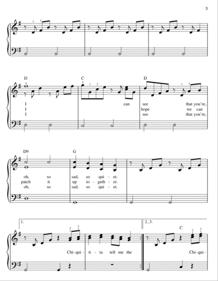 Chiquitita Chiquitita Easy Piano scores gallery preview page 3