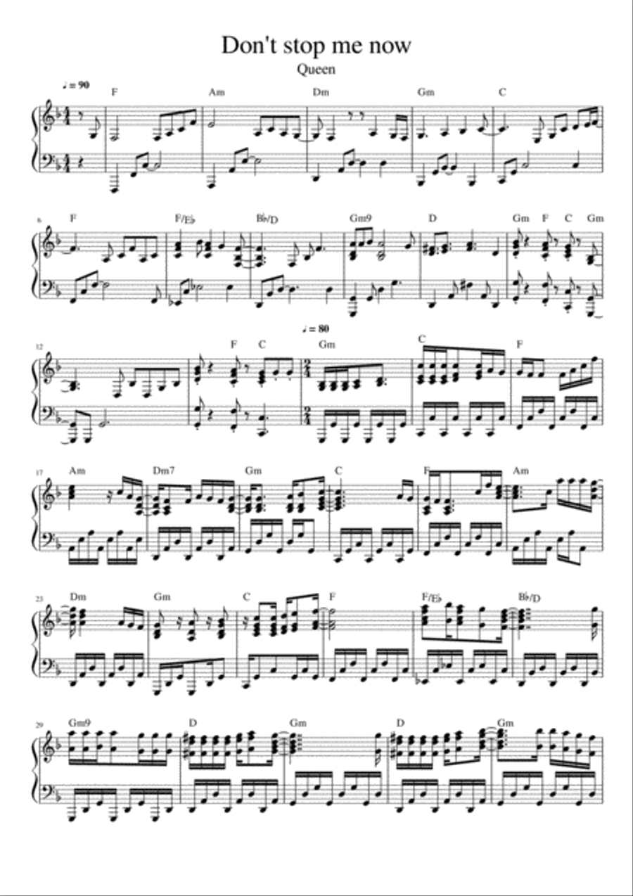 Don't Stop Me Now Piano Solo scores gallery preview page 1