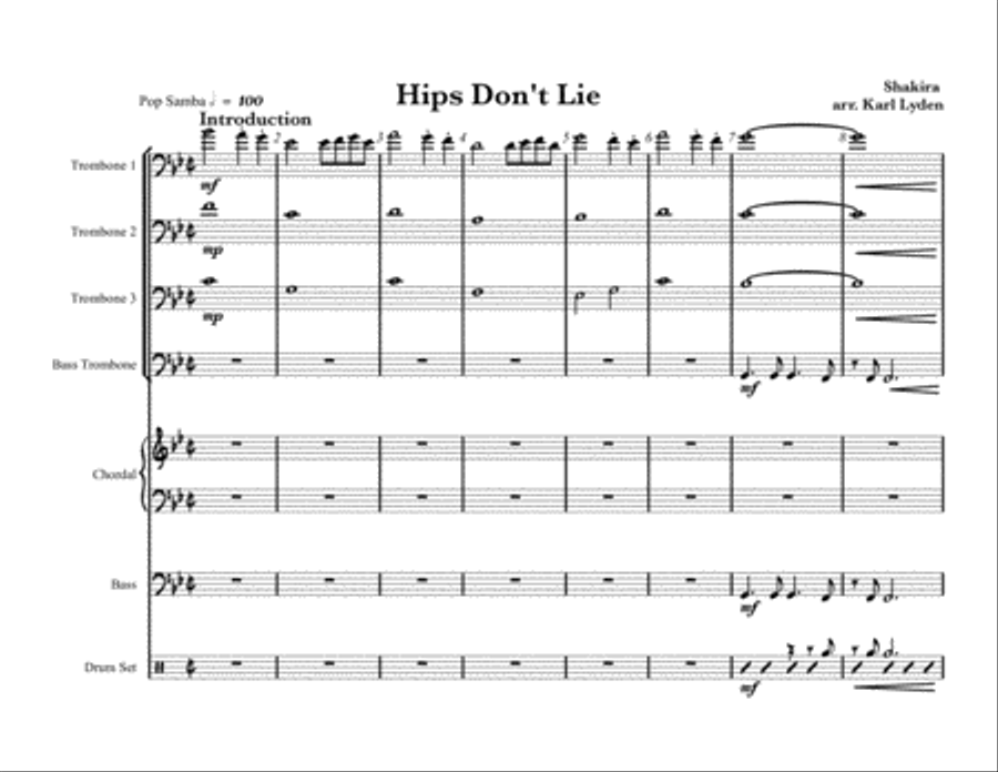 Hips Don't Lie Small Ensemble scores gallery preview page 1