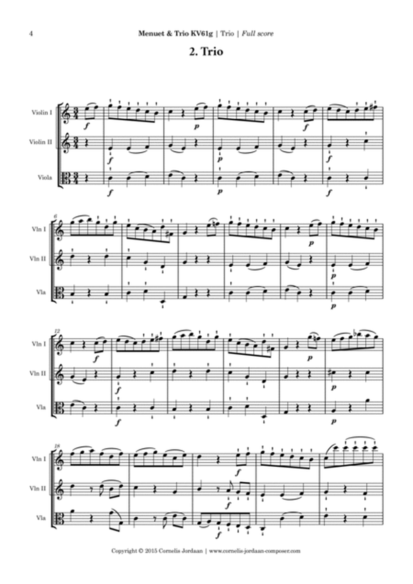 Mozart Minuet & Trio KV61g, for 2 violins & viola