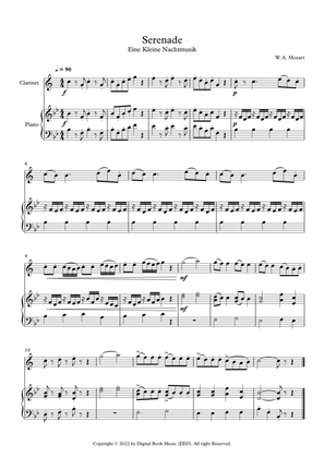 Book cover for Serenade (Eine Kleine Nachtmusik) - Wolfgang Amadeus Mozart (Clarinet + Piano)