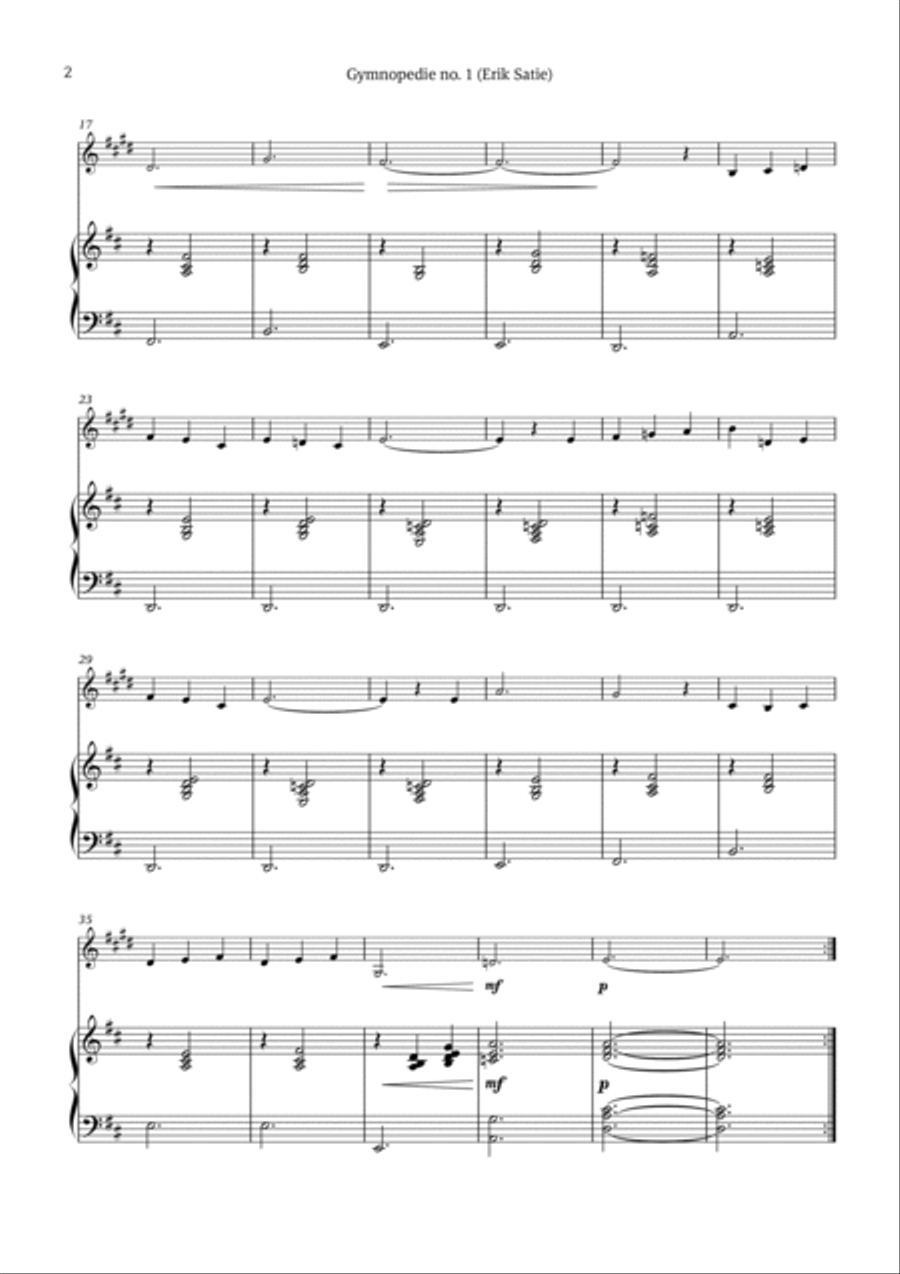 Gymnopédie no. 1 Chamber Music scores gallery preview page 2