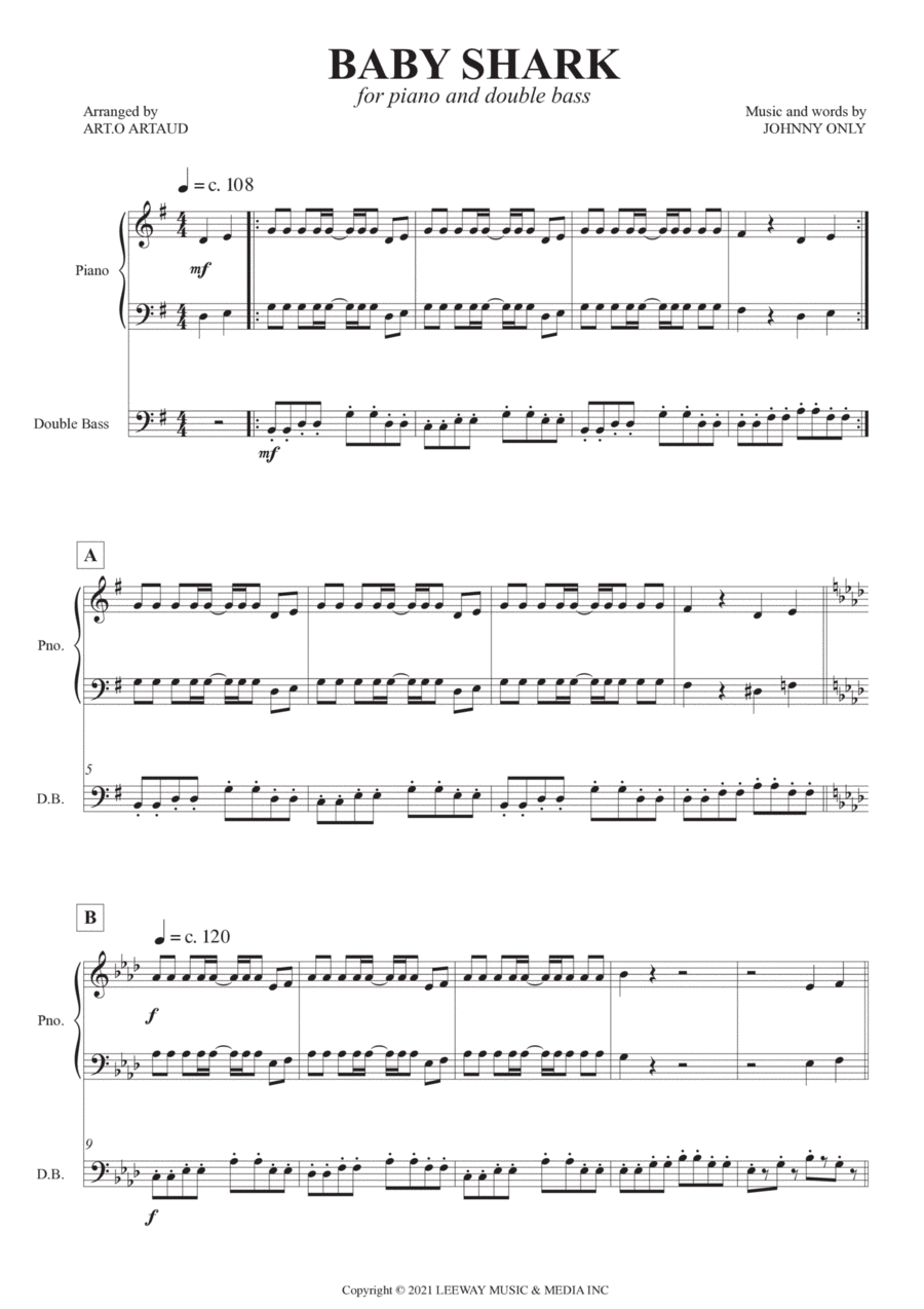 Baby Shark Baby Shark String Duet scores gallery preview page 1